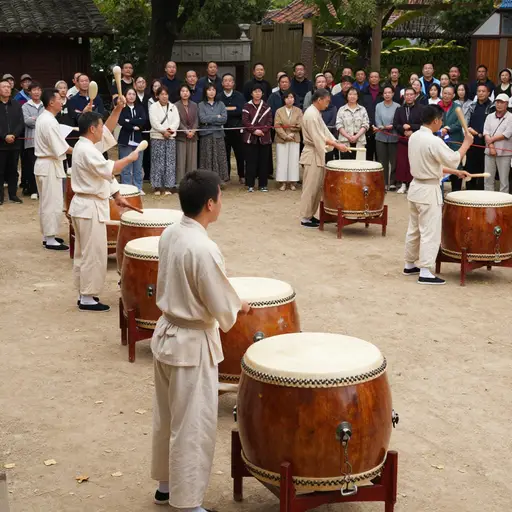 仪式上，太鼓发出的回荡鼓声在每位在场者的胸腔深处共鸣。