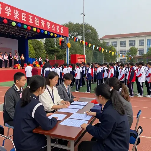 学校会在开学典礼上为新生办理注册手续。