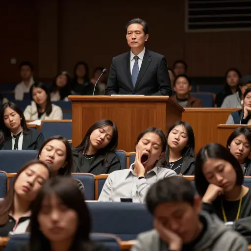演讲者枯燥的讲述方式使得连最有趣的话题听来也成了一件苦差事。