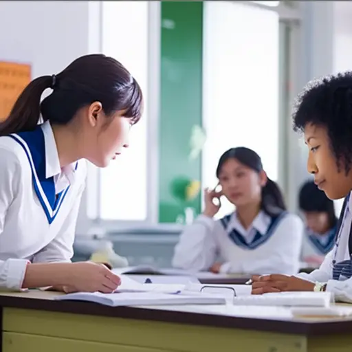 她总是围着老师转来转去，想获得好成绩。