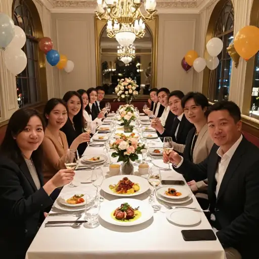 他们为纪念日举办了一场奢华的晚宴派对。