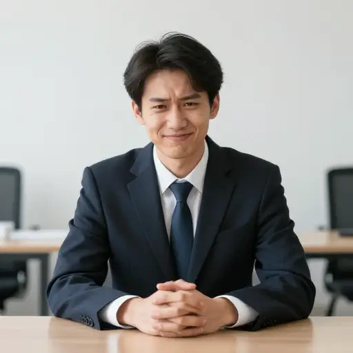 他在面试中紧张地笑了。
